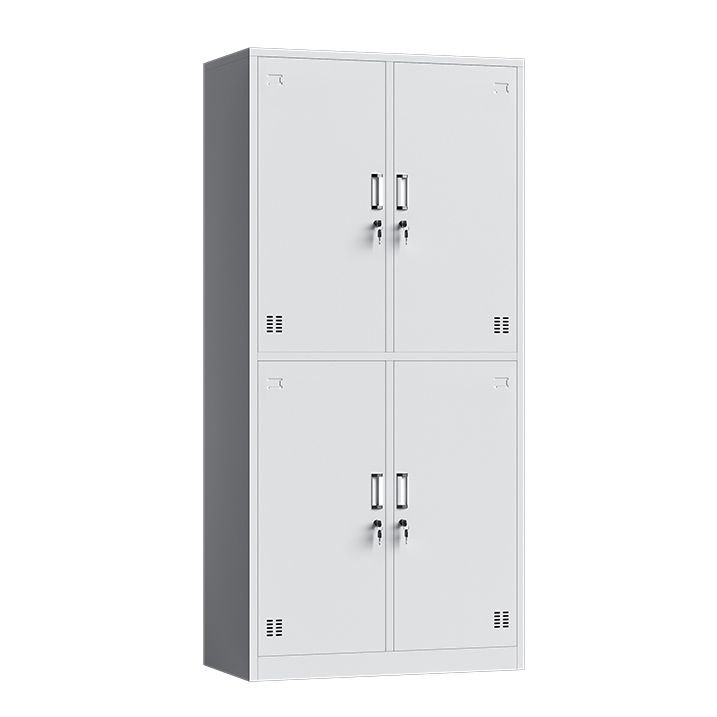 Contemporary Grey Storage Cabinet Metal Cabinet with Hinged Doors