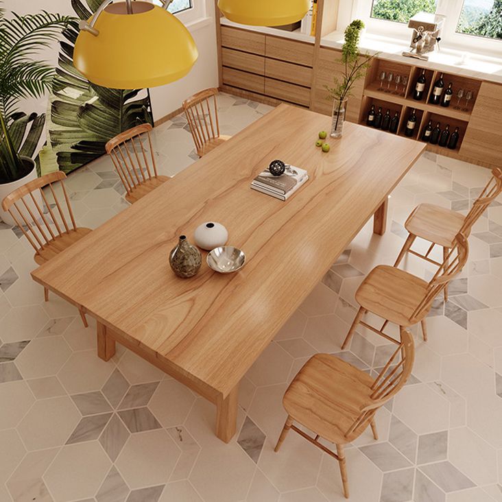 Simplicity Pine Solid Wood Dining Table Rectangular Table in Wood Color with Four-leg Clearhalo ' dining_table' 'Dining Tables & Seating' 'Dining Tables' 'furn' 'furn_dining_table' 'Furniture' 'furniture_dining_table' 'Kitchen & Dining Furniture' 'kitchen&dining_furn' 'kitchen' 'kitchen_dining_table' 1200x1200_5b32784e-29e0-4790-97af-870a70ab36ce