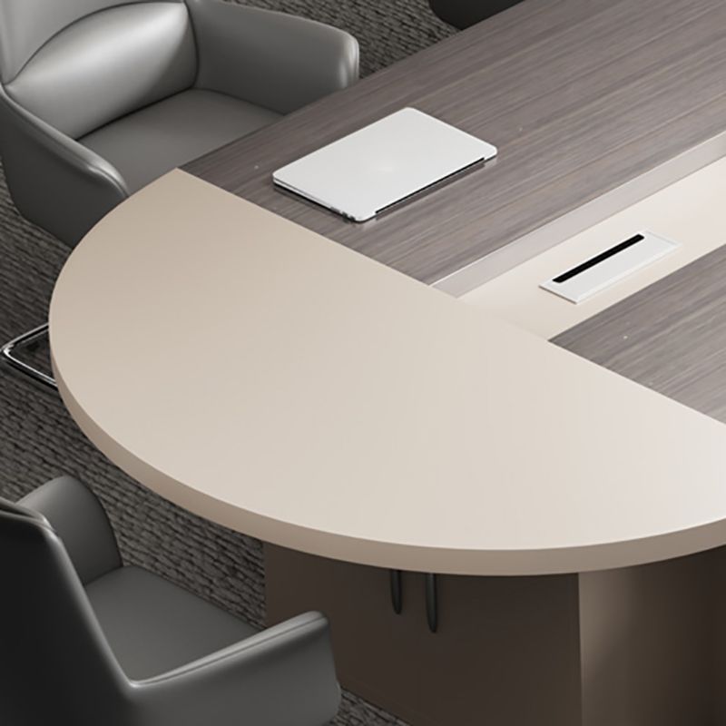 Contemporary Executive Desk Office Oval Executive Desk with Hutch Clearhalo 'furn' 'furn_office_desk' 'Furniture' 'Office Desks' 'Office Furniture' 'office_desk' 1200x1200_5b331c91-71b8-44d5-8ff3-eda5c7626f6a