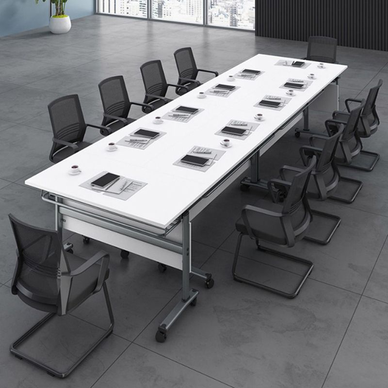 Folding Rectangular Writing Desk Manufactured Wood Top Desk with Caster Wheels Clearhalo 'furn' 'furn_office_desk' 'Furniture' 'Office Desks' 'Office Furniture' 'office_desk' 1200x1200_5b333b6d-ff1d-49ff-9729-e52c65f34621