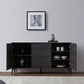 Black Buffet Sideboard Sintered Stone Top Server with Door and Drawer Clearhalo 'buffet_sideboard' 'Buffets & Sideboards' 'furn' 'furn_buffet_sideboard' 'Furniture' 'Kitchen & Dining Furniture' 1200x1200_5b3381d6-7bff-4f52-bc9b-c15302680933
