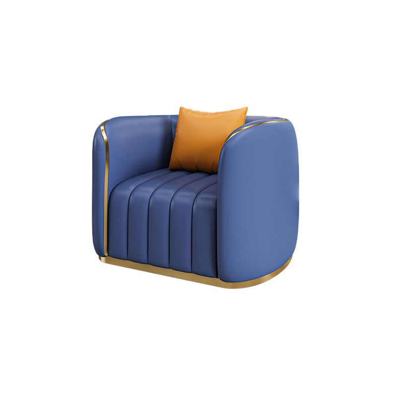 Tuxedo Arm Sofa in Grey/Blue Faux Leather Sofa with Metal Accent Clearhalo 'furn' 'furn_sofas' 'Furniture' 'Living Room Furniture' 'Sofa' 'sofas' 1200x1200_5b33b76c-549d-45b1-8df2-655ce041a326