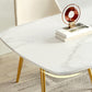 Mesa de comedor de comedor superior de piedra con base de pedestal en blanco