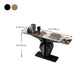 Mesa de consola rectangular de piedra Glam 13.78 "Mesa de acento de ancho con base abstracta