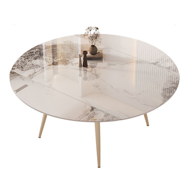 Round Modern Dining Table for Kitchen White Dinette Table with Metal Legs Clearhalo 'Dining Tables & Seating' 'Dining Tables' 'dining_table' 'furn' 'furn_dining_table' 'Furniture' 'Kitchen & Dining Furniture' 1200x1200_5b3849b2-548e-48e3-bb39-52d2af709e9b