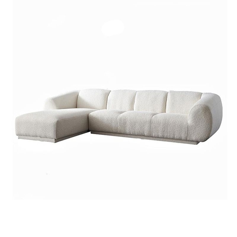 Divano di lana minimalista con chaise in bianco divano in tessuto da 29,1 "H