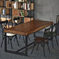 Dark Brown Solid Wood Dining Table Set 1/2/5 Pcs Industrial Dinette Set for Home