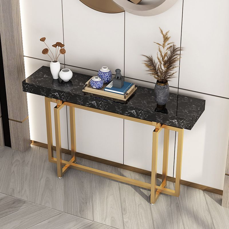 Console resistente alla macchia di rettangolo di marmo glam in nero/bianco