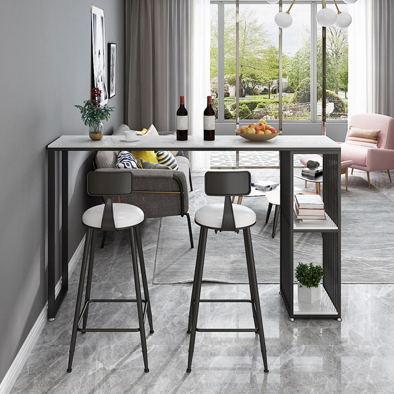Contemporary Bar Dining Table Double Pedestal Bar Height Table with Shelf Clearhalo 'Bar Furniture' 'Bar Tables' 'bar_tables' 'furn' 'furn_bar_tables' 'Furniture' 'furniture_bar_tables' 'Kitchen & Dining Furniture' 'kitchen&dining_furn' 'kitchen' 1200x1200_5b3ad182-0468-4258-b70f-b085c14a1cc7