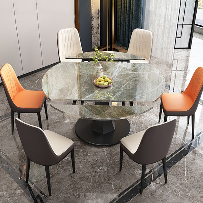 Simplicity Round Dining Room Table Sintered Stone Table with Black Pedestal Base Clearhalo ' dining_table' 'Dining Tables & Seating' 'Dining Tables' 'furn' 'furn_dining_table' 'Furniture' 'furniture_dining_table' 'Kitchen & Dining Furniture' 'kitchen&dining_furn' 'kitchen' 'kitchen_dining_table' 1200x1200_5b3b617d-679b-49cc-b1fd-bdfe5abcb737