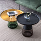 Modern Style Black/gold Metal Table Top Glass Base Round Side Table
