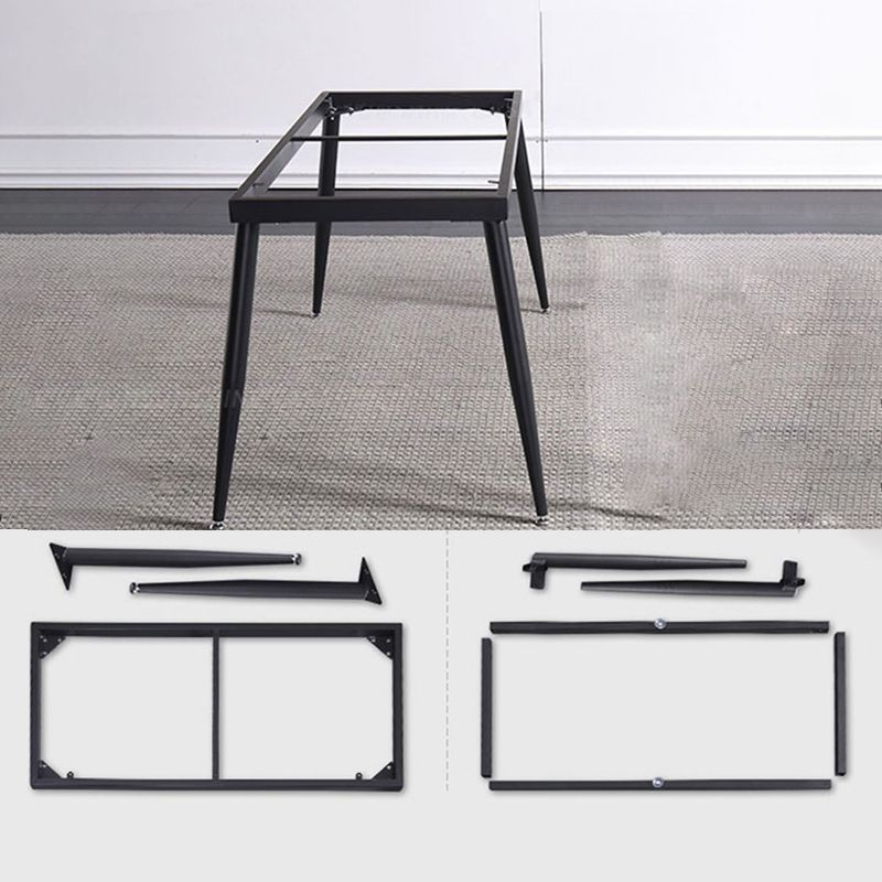 Contemporary Style Sintered Stone Dining Table with White Fixed Table and 4 Legs Base Clearhalo 'Dining Room Sets' 'Dining Tables & Seating' 'dining_room_set' 'furn' 'furn_dining_room_set' 'Furniture' 'furniture_dining_room_set' 'Kitchen & Dining Furniture' 'kitchen&dining_furn' 'kitchen' 1200x1200_5b3c329a-7020-4240-9c1d-e40821f3a632