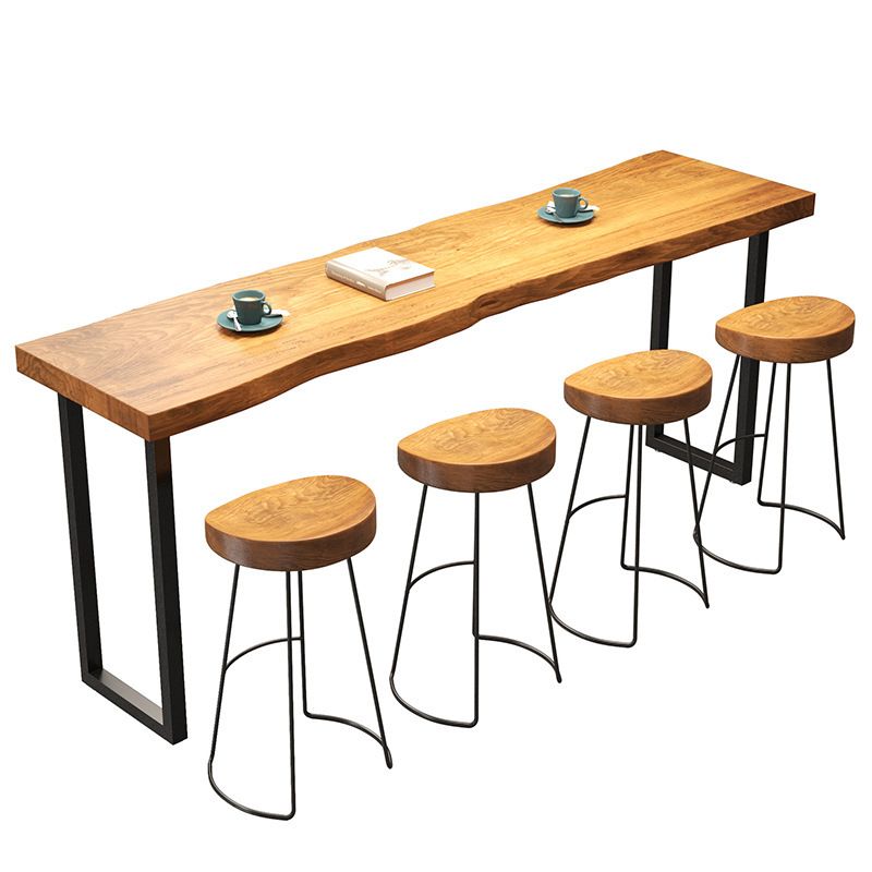 Moderna mesa de barra de 1/7 piezas Mesa de mostrador de madera rectangular con taburetes para café