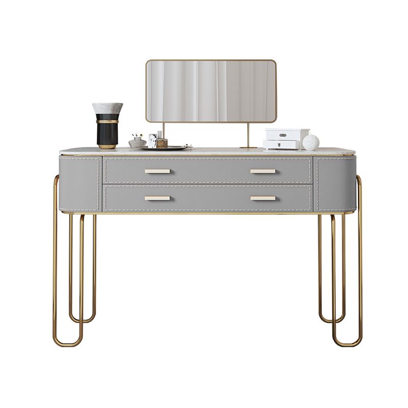 Specchio e 2 cassetti set di sgabelli da toeletta da toeletta per trucco grigio chiaro