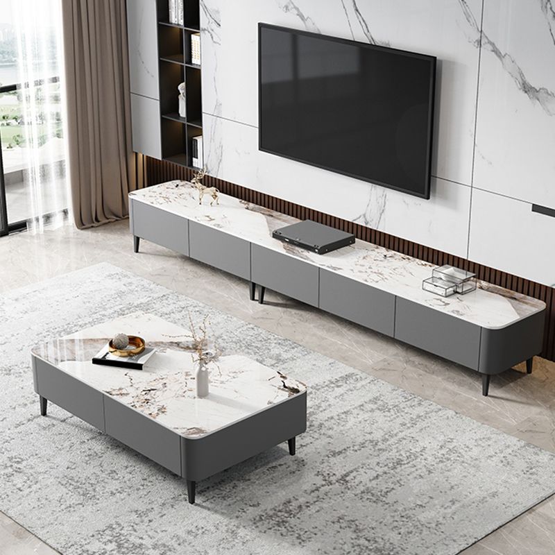 4 gambe tavolo da cocktail di caffè con cassetti di stoccaggio top rettangolo