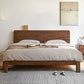 Contemporary Panel Bed in Brown Solid Wood Bed with Rectangular Headboard