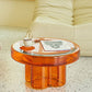 Contemporary Round Side Table Pedestal Clear Glass End Table