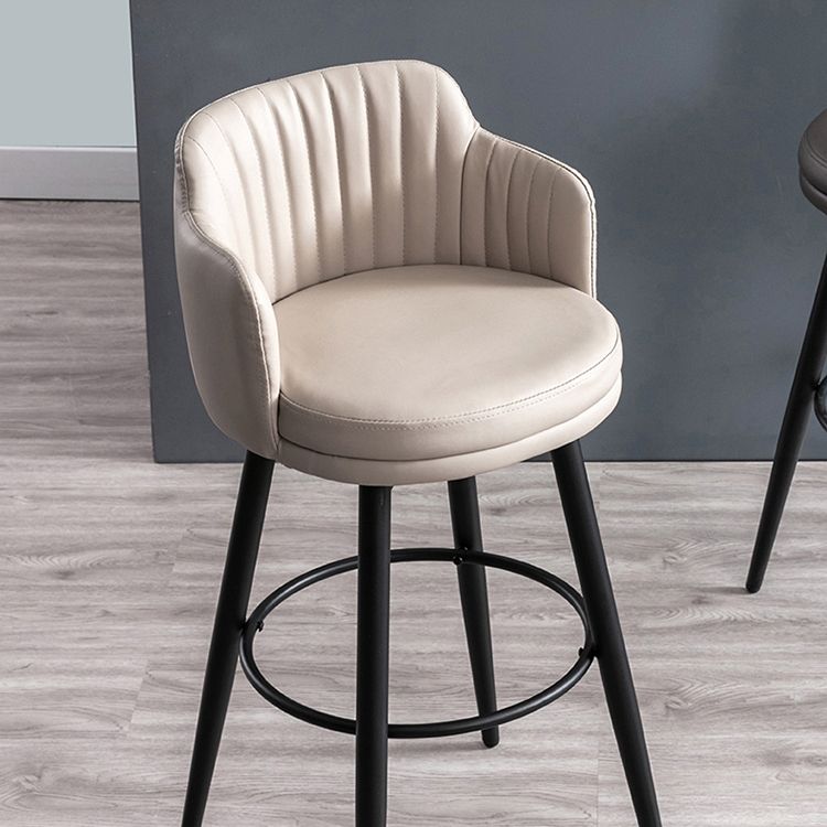 Modern Reception Armed Swivel Stool Matte Finish Leather Barstool Clearhalo 'Bar Furniture' 'Bar Stools' 'bar_stools' 'furn' 'furn_bar_stools' 'Furniture' 'furniture_bar_stools' 'Kitchen & Dining Furniture' 1200x1200_5b45c5d3-f23b-4f17-8676-22af08a59e7e