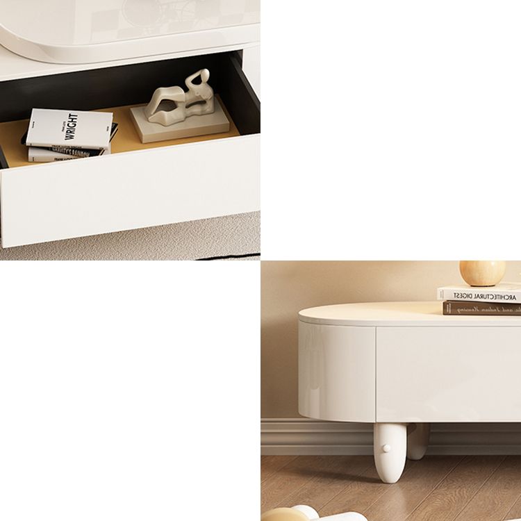 White Contemporary Oval and Round Wood Coffee Table with Drawer Clearhalo 'Coffee & Accent Tables' 'Coffee Tables' 'coffee_tables' 'furn' 'furn_coffee_tables' 'Furniture' 'Living Room Furniture' 1200x1200_5b481dc4-d07b-4efa-8b57-0d492e663fab
