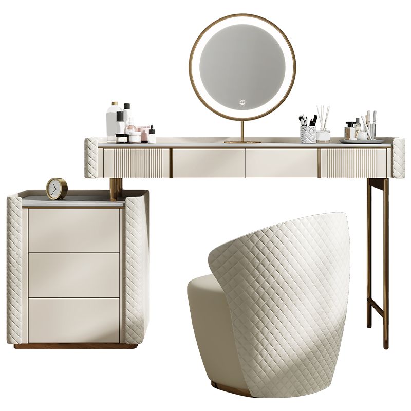 Contador de maquillaje de piedra 14.96 "de ancho mesas de tocador de madera maciza con cajones de almacenamiento