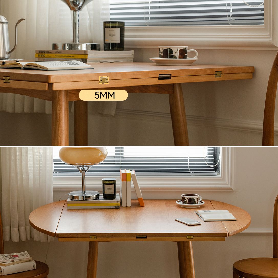 Moderner massiver Holzblattblatt runder Esstisch mit 4 Beinen