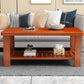 17.7" H Modern Rectangle Wood Coffee Table 4 Legs Cocktail Table with Shelf