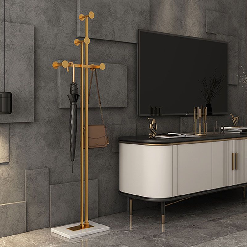 Glam Coat Rack Free Standing Coat Hook Metal Hall Stand with Square ...