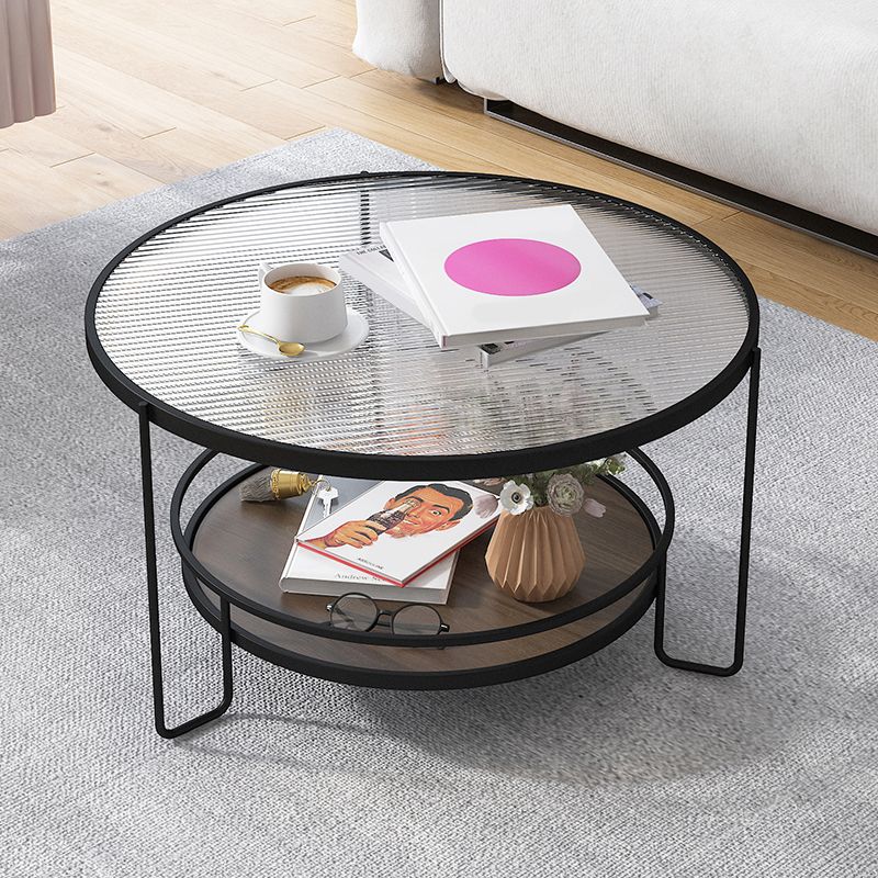 Tavolino moderno a tavolino singolo in vetro con scaffale