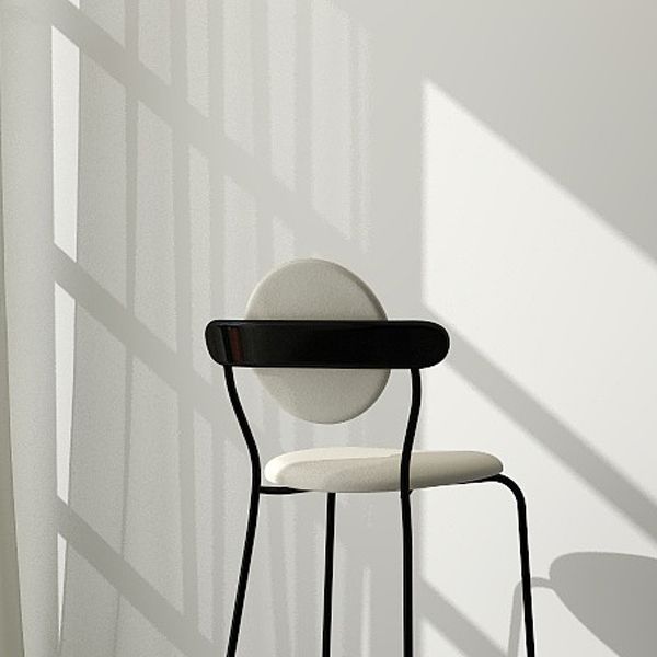 Tabourets de bar blanc rembourrés avec cadre noir tabouret intérieur contemporain
