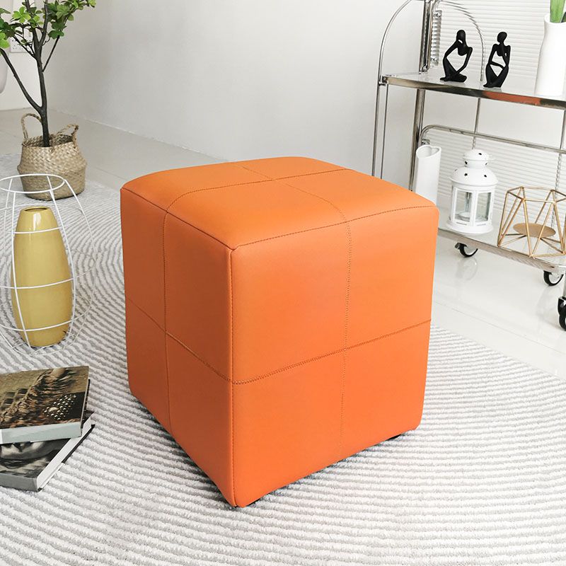 Luxury Pouf Ottoman Genuine Leather Upholstered Solid Color Square Ottoman Clearhalo 'furn' 'furn_ottomans_poufs' 'Furniture' 'Living Room Furniture' 'Ottomans & Poufs' 'ottomans_poufs' 1200x1200_5b54e385-39e3-4ccf-8088-ff7c196190d0