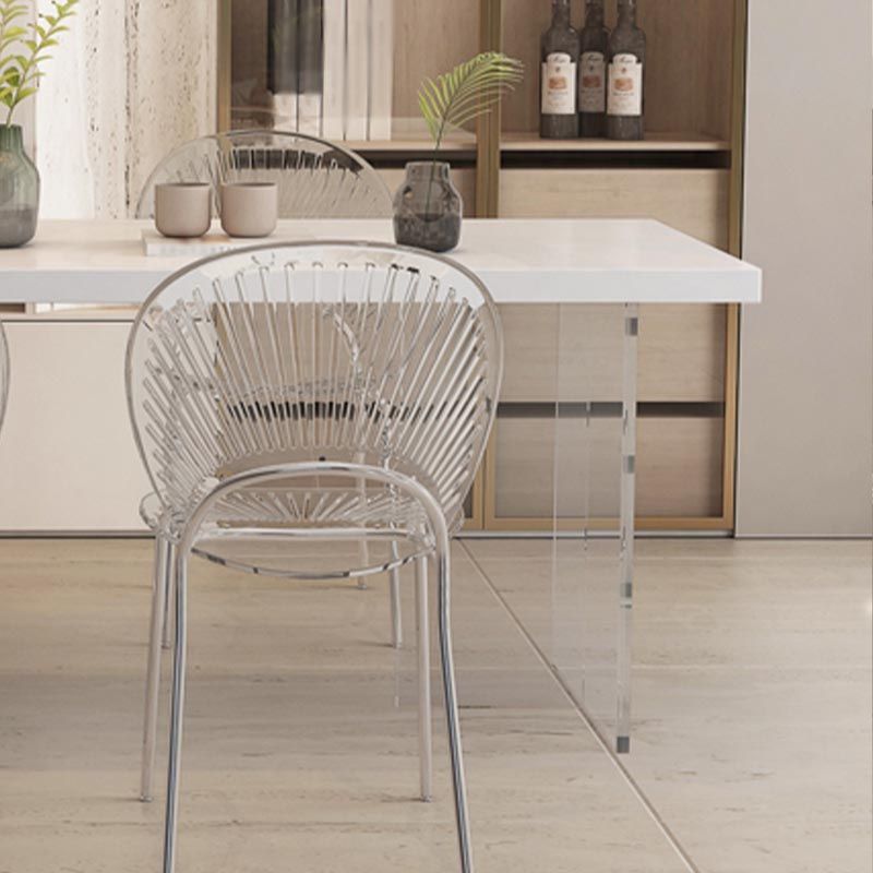 Moderne acryl -eetkamer keukentafel rechthoek witte dubbele voetstuktafel