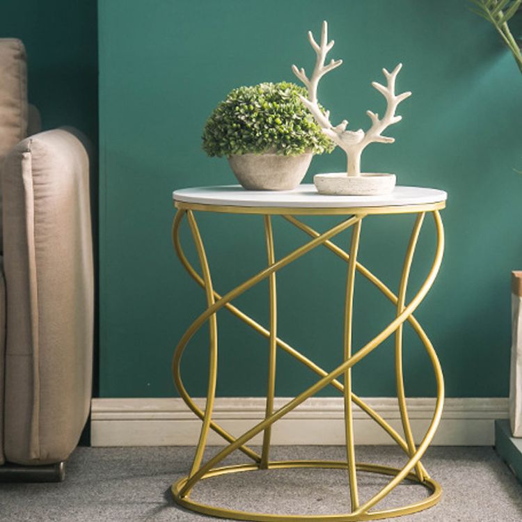 Modern Frame Slate End Table Round Minimalist Side End Table