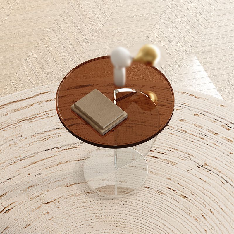 Contemporary Round Side End Table Plastic Pedestal Sofa Side Accent Table