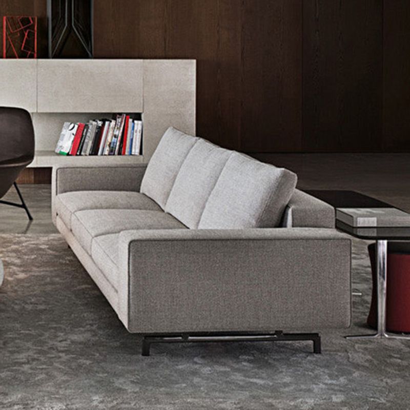 Grijze 3-zits sqaure arm bank sofa eigentijdse slipcovered bank met 3 kussens