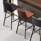 Contemporary Faux Leather Counter Stool Bucket Low Back Stool with Metal Legs