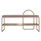 Glam Style Entryway Bench Cushioned Metal Seating Bench with Shelves
