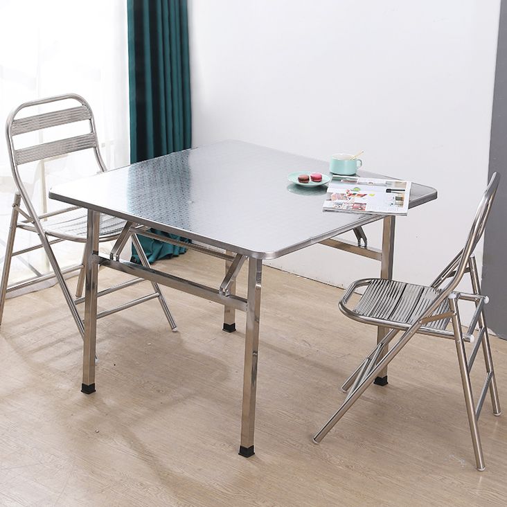 Industrial Square Stainless Steel Dining Table Standard Silver Dining Table for Kitchen Clearhalo ' dining_table' 'Dining Tables & Seating' 'Dining Tables' 'furn' 'furn_dining_table' 'Furniture' 'furniture_dining_table' 'Kitchen & Dining Furniture' 'kitchen&dining_furn' 'kitchen' 'kitchen_dining_table' 1200x1200_5b61921f-5aba-4c42-9b75-87df9c5ffec5