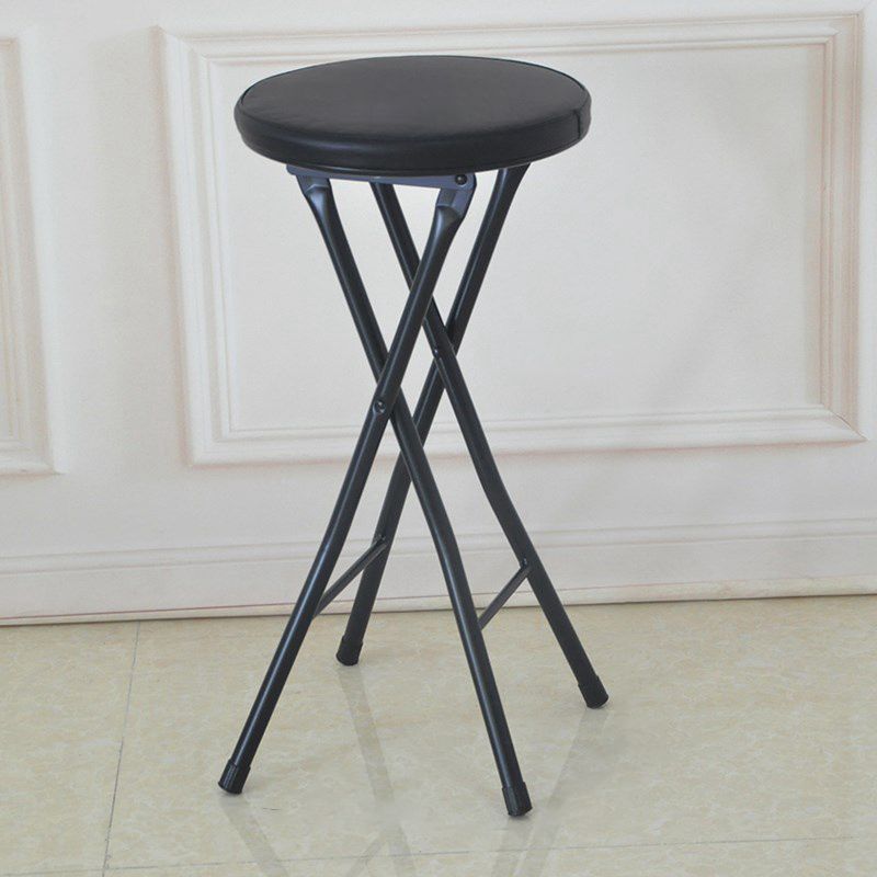 Modern Counter Chair Foldable Bistro Round Shape Cushion Chair with Metal 4 Legs Clearhalo 'Bar Furniture' 'Bar Stools' 'bar_stools' 'furn' 'furn_bar_stools' 'Furniture' 'Kitchen & Dining Furniture' 1200x1200_5b620fe3-c25f-4be8-82c5-c84a2475b772