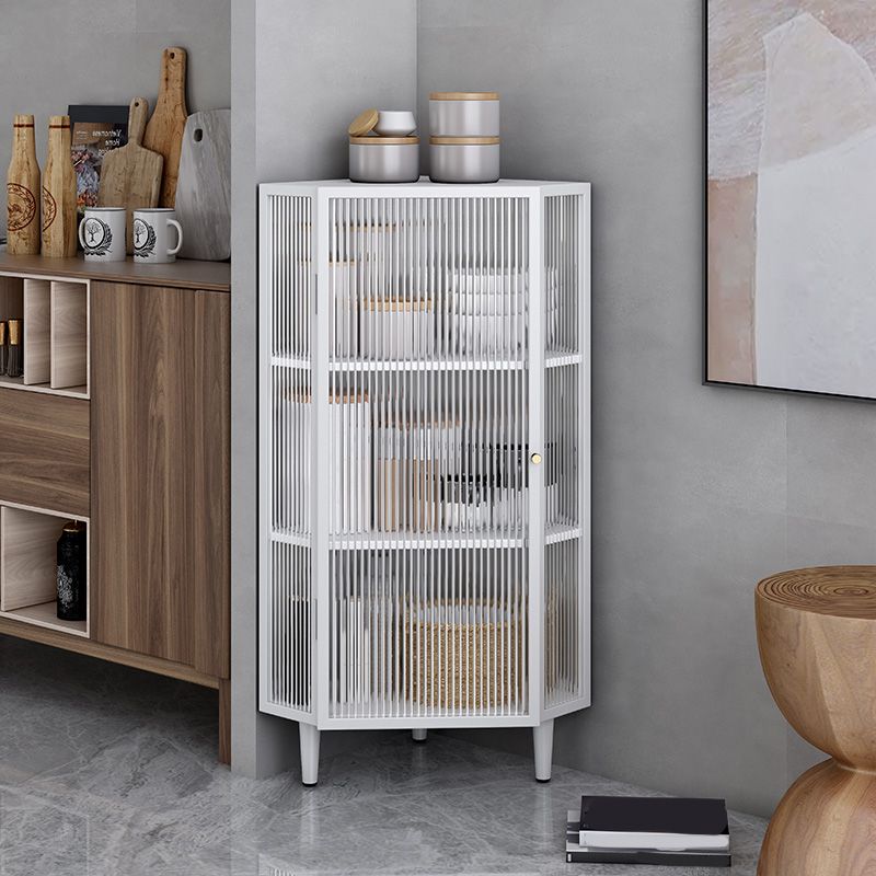 Contemporary Storage Sideboard Metal Dining Sideboard with Glass Door Clearhalo 'buffet_sideboard' 'Buffets & Sideboards' 'furn' 'furn_buffet_sideboard' 'Furniture' 'Kitchen & Dining Furniture' 1200x1200_5b62aaeb-c1c3-4603-9108-f472f9e3e362