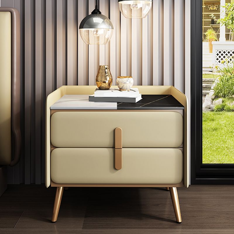 Modern Bedside Cabinet Stone Bed Nightstand with 2 Drawers for Living Room Clearhalo 'Bedroom Furniture' 'furn' 'furn_night_stand' 'Furniture' 'night_stand' 'Nightstands' 1200x1200_5b633af5-6dc4-4b6f-ba16-66727c90b1fb