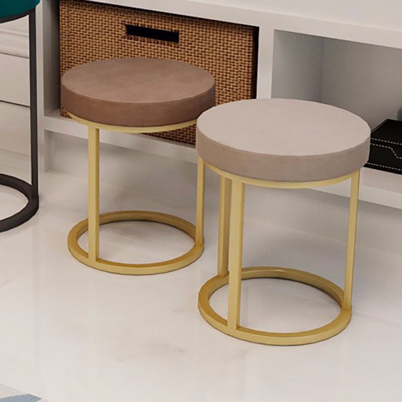 Mildew Resistant Ottoman Plain Velvet Contemporary Round Metal Frame Ottoman Clearhalo 'furn' 'furn_ottomans_poufs' 'Furniture' 'Living Room Furniture' 'Ottomans & Poufs' 'ottomans_poufs' 1200x1200_5b656ebc-b0d9-4add-8aff-28bde8199c82