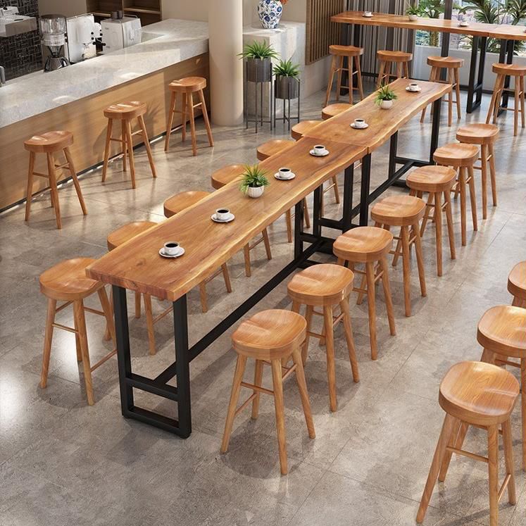 Pièces de 1/4/9 modernes Ensemble de table de barre rectangle Table de comptoir en bois de pin avec tabourets sans dos