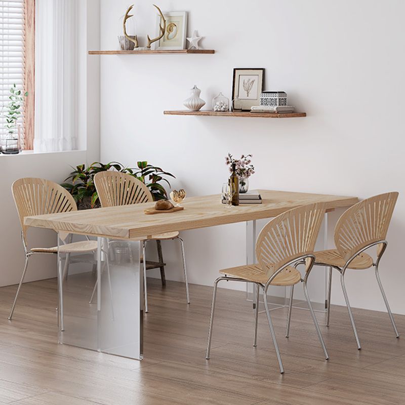 Industrial 1/2/5 Pieces Furniture Solid Wood Rectangle Dining Chairs Set in Natural Clearhalo 'Dining Room Sets' 'Dining Tables & Seating' 'dining_room_set' 'furn' 'furn_dining_room_set' 'Furniture' 'Kitchen & Dining Furniture' 1200x1200_5b662a7a-a421-455b-a7f6-b9862a96cdfa