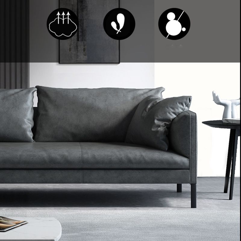 Divano stazionario in pelle grigia/verde divano con smoking a 3 posti con cuscini