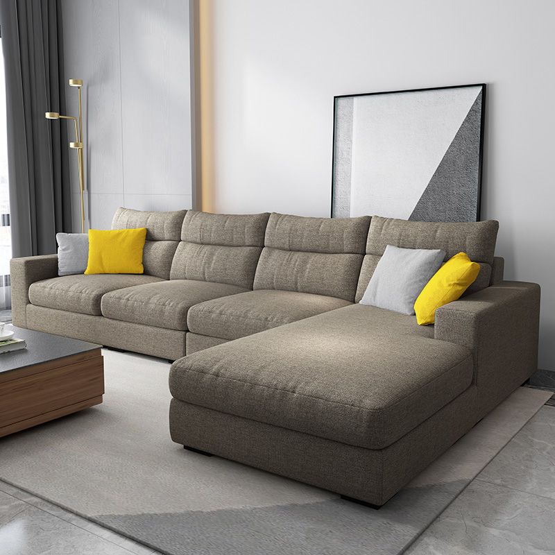 Contemporary Linen Square Arm Sofa & Chaise for Living Room Clearhalo 'furn' 'furn_sectionals' 'Furniture' 'Living Room Furniture' 'Sectionals' 1200x1200_5b694401-7955-4524-9262-7b6972b1cd50