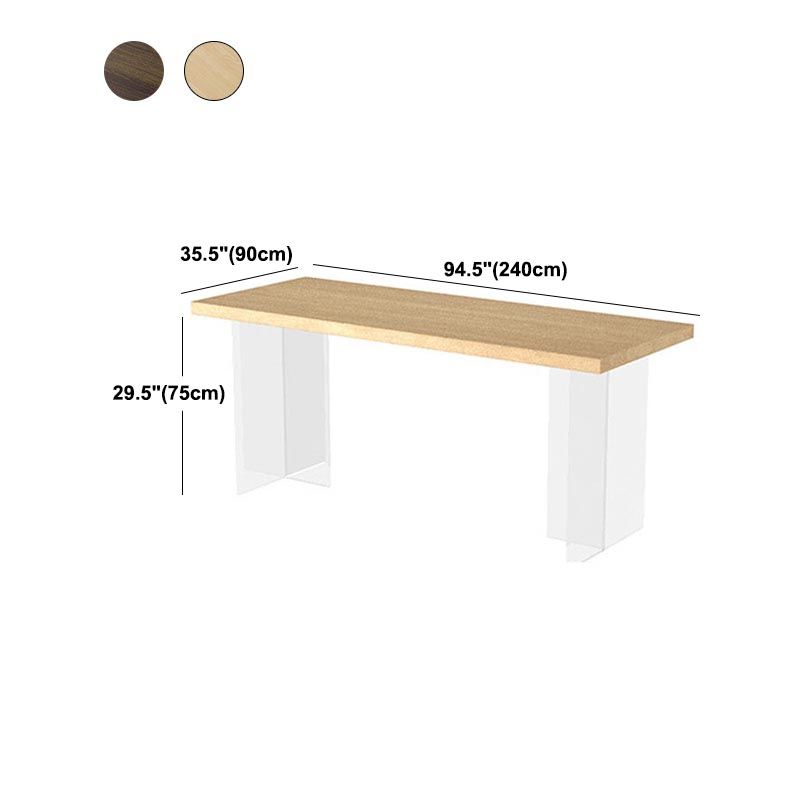 Acrylic Modern Rectangle Dining Table Matte Finish Wood Table with Double Pedestal Clearhalo ' dining_table' 'Dining Tables & Seating' 'Dining Tables' 'furn' 'furn_dining_table' 'Furniture' 'furniture_dining_table' 'Kitchen & Dining Furniture' 'kitchen&dining_furn' 'kitchen' 'kitchen_dining_table' 1200x1200_5b6973e0-a826-4b0b-a273-fbf88bc5ad1a