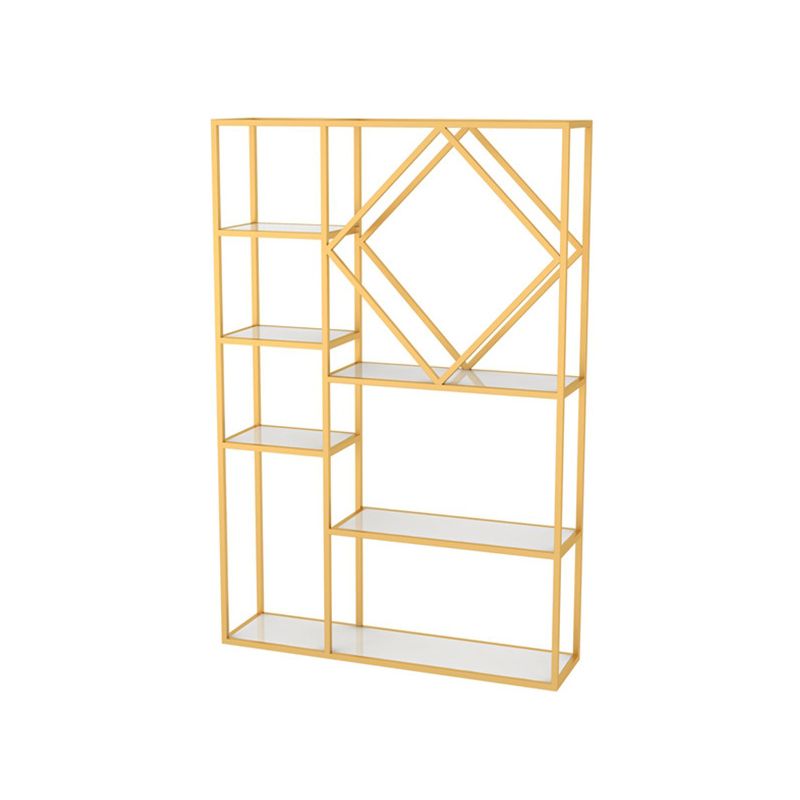 Modern Bookcase Gold Metal Open Back Shelf Bookcase with Shelves for Living Room Clearhalo 'Bookcases' 'furn' 'furn_bookcases' 'Furniture' 'Office Furniture' 1200x1200_5b699718-f4b5-477f-9e87-2822115a20b9