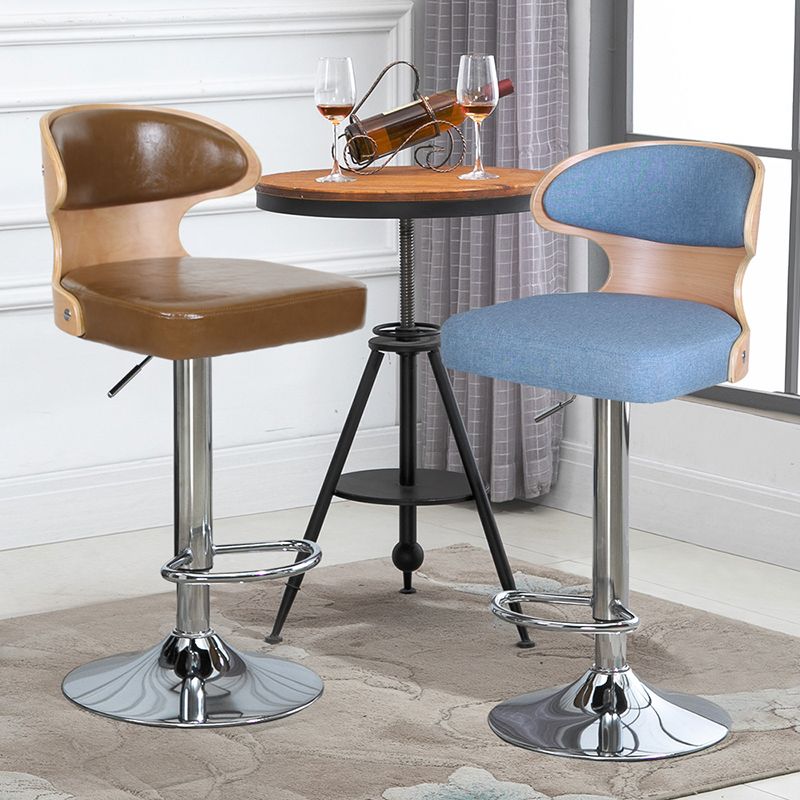 Modern Backrest Liftable Stool Steel Household Bar Stool with Cushion and Pedal Clearhalo 'Bar Furniture' 'Bar Stools' 'bar_stools' 'furn' 'furn_bar_stools' 'furniture_bar_stools' 'Kitchen & Dining Furniture' 'kitchen&dining_furn' 'kitchen' 'kitchen_furn' Furniture' 1200x1200_5b6abd21-168b-4c6a-ac7f-7eddd303ca87
