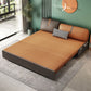 Contemporary Armless Bonded Leather Sofa Bed in Brown with Storage
