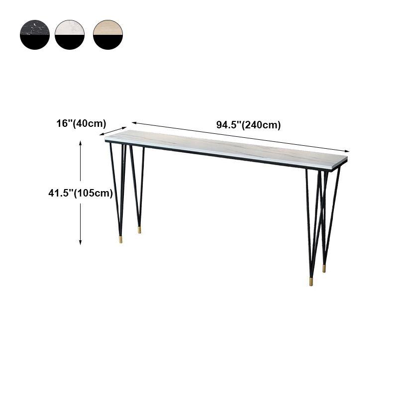 Modern Marble Pub Table with Rectangle Table Top Black Legs Table - 42" H Clearhalo 'Bar Furniture' 'Bar Tables' 'bar_tables' 'furn' 'furn_bar_tables' 'Furniture' 'furniture_bar_tables' 'Kitchen & Dining Furniture' 1200x1200_5b6ce6df-9c8b-48f4-ab40-3cf647ec9b68